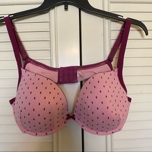Lightly used Cacique plunge bra, pink/fushia 42c, space for air pocket inserts